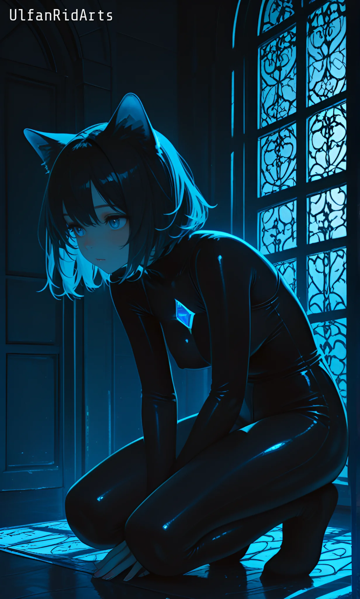 Cat girl at night — Anime style, Dark colors, Cat girl — изображение 6