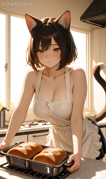 Cat girl in the kitchen