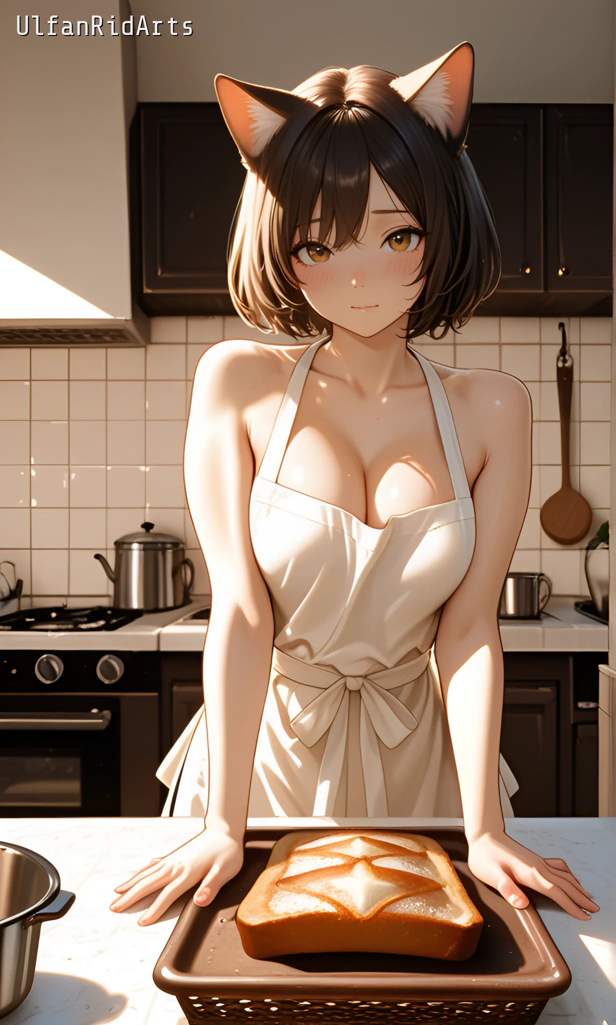 Cat girl in the kitchen — Anime style, Cat girl, Soft colors — изображение 2