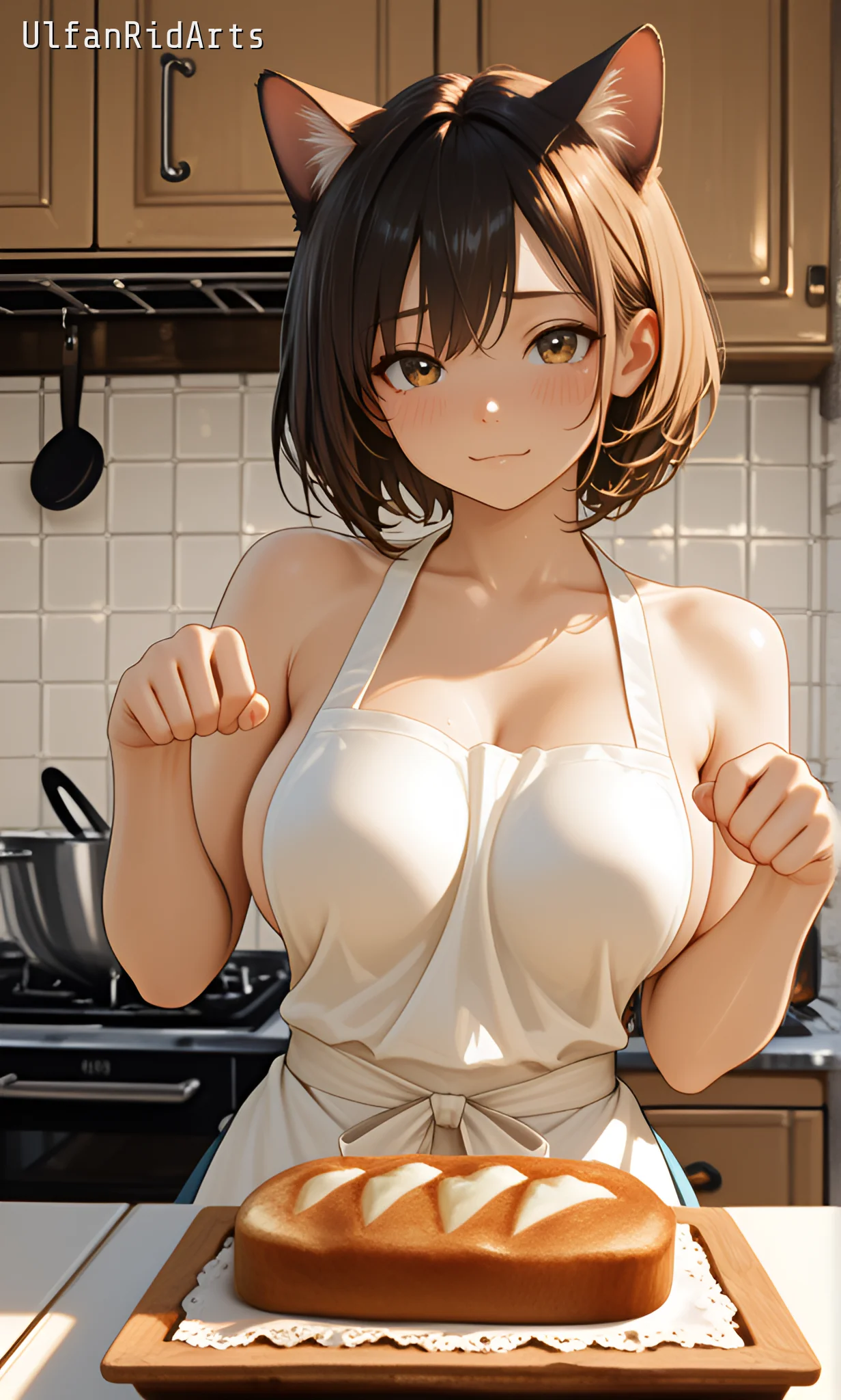 Cat girl in the kitchen — Anime style, Cat girl, Soft colors — изображение 5