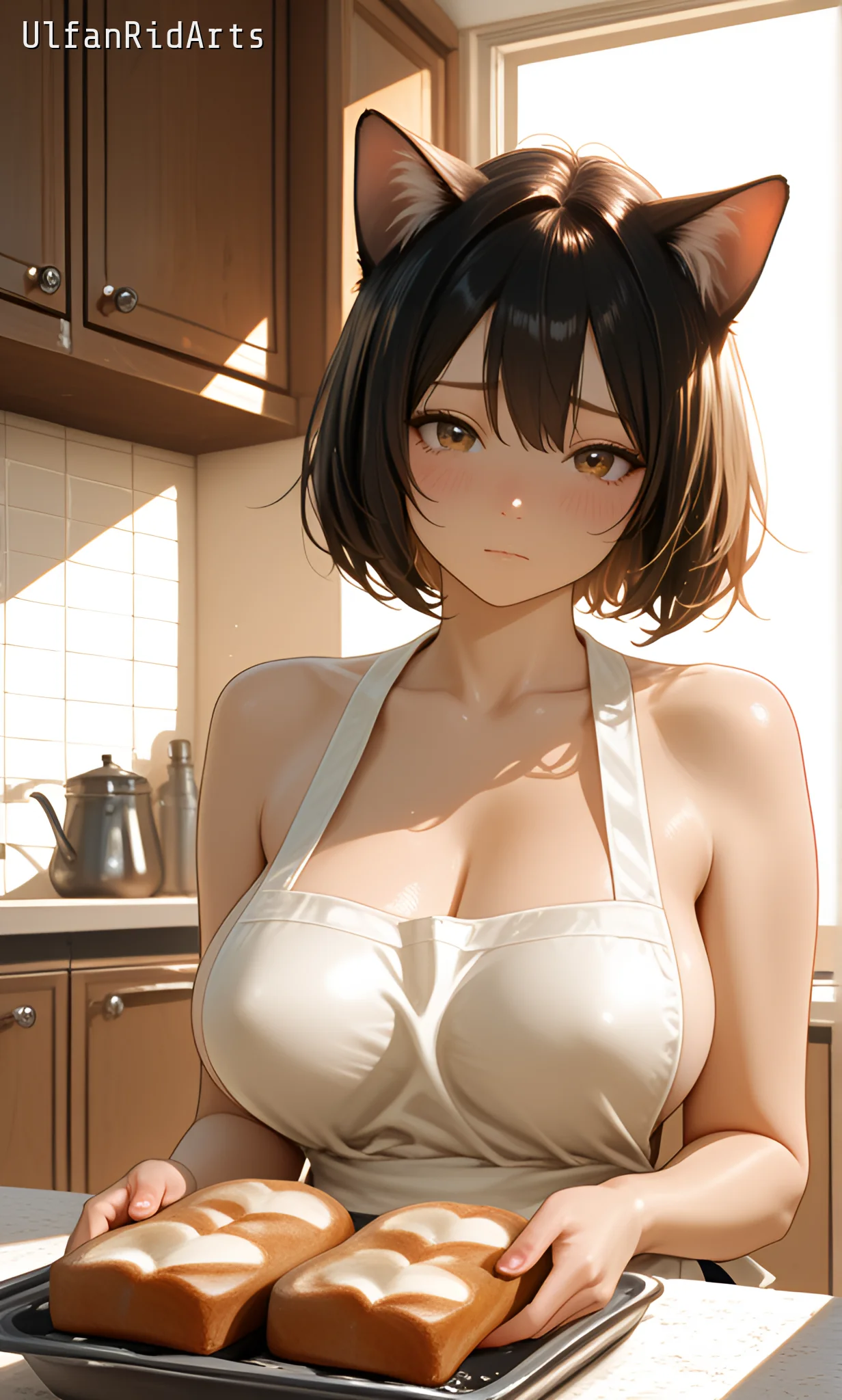 Cat girl in the kitchen — Anime style, Cat girl, Soft colors — изображение 6